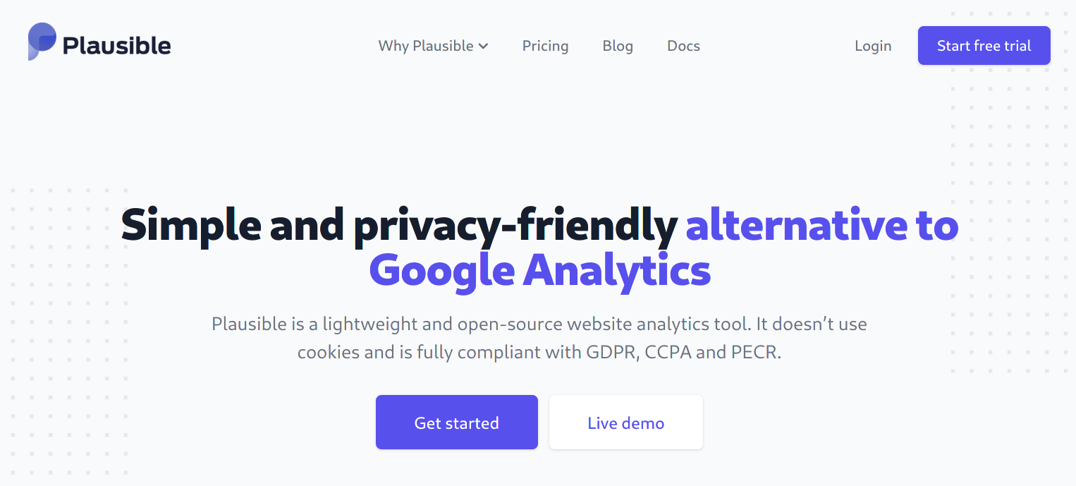 New Plausible Analytics home page positioning New Plausible Analytics home page positioning